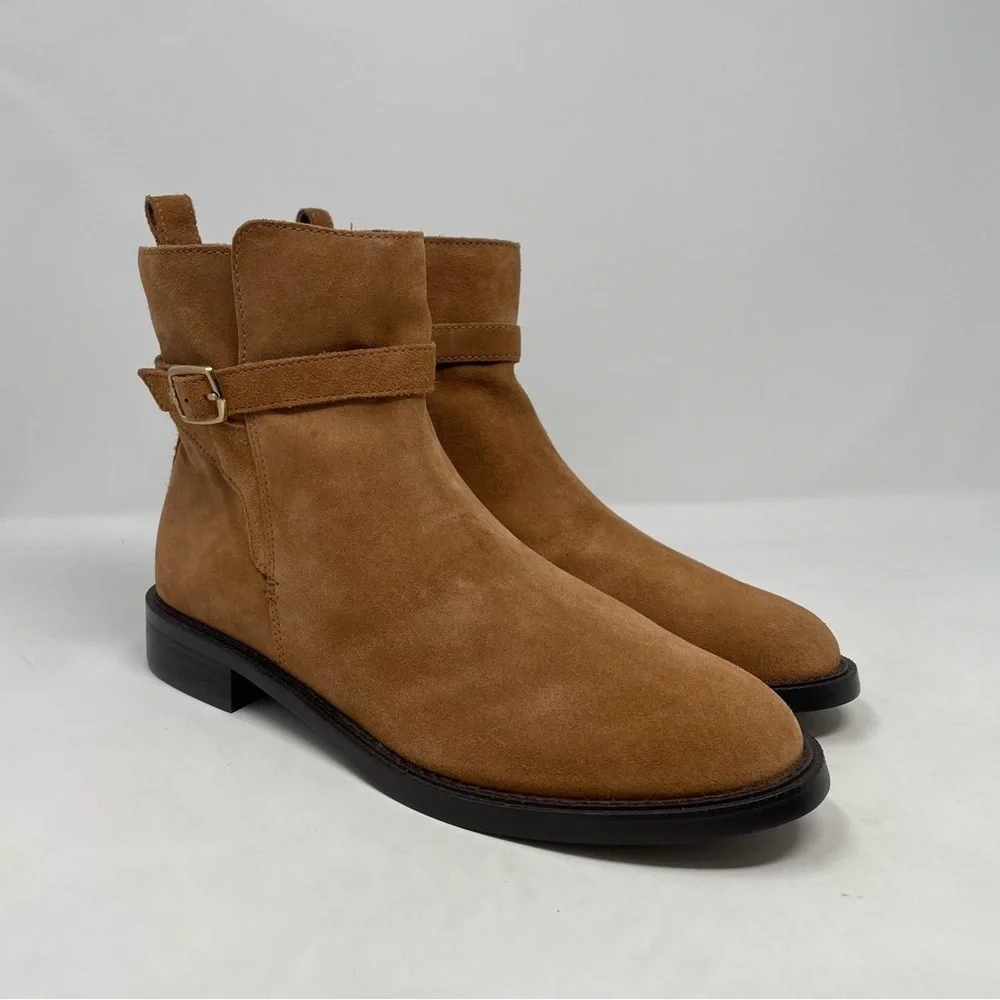 Sam Edelman Nolynn Buckle Zipper Ankle Boots in Saddle Suede - NWT - Picture 6 of 13